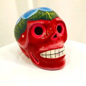 Dia De Los Muertos Ceramic Skull Hand Painted